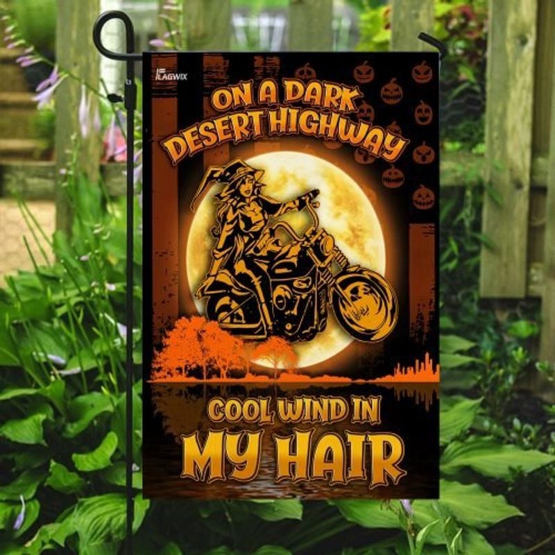Bikergod Motorcycle On A Dark Desert Highway Halloween Garden Flag NABE232