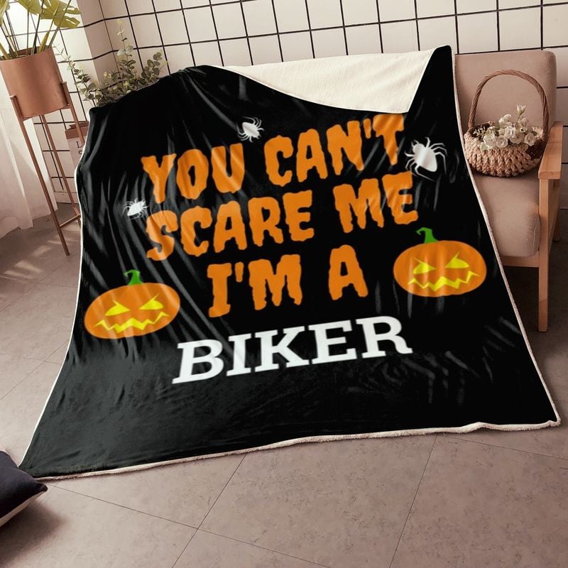 Bikergod Motorcycle You Can't Scare Me I AM A Biker Halloween Blanket NABD377