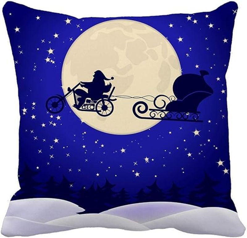 Bikergod Motorcycles Santa Claus on Motorbike Christmas Pillow Case Design 3D Full Printed NABE277