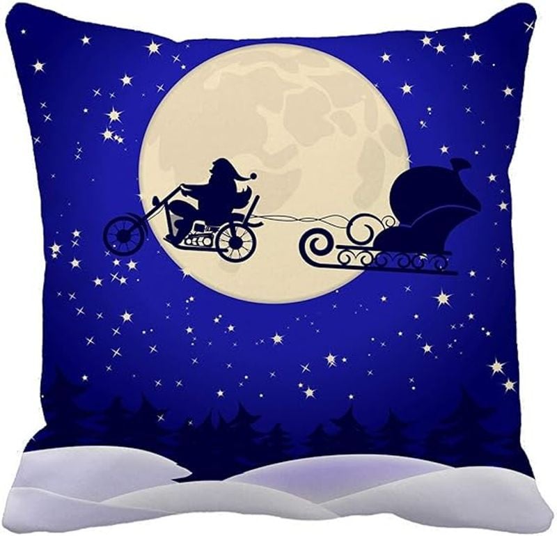 Bikergod Motorcycles Santa Claus on Motorbike Christmas Pillow Case Design 3D Full Printed NABE277