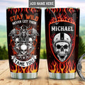 Bikergod Motorcycle Stay Wild Custom Name Steelers Stainless Steel 20 Oz Tumbler- NABL311