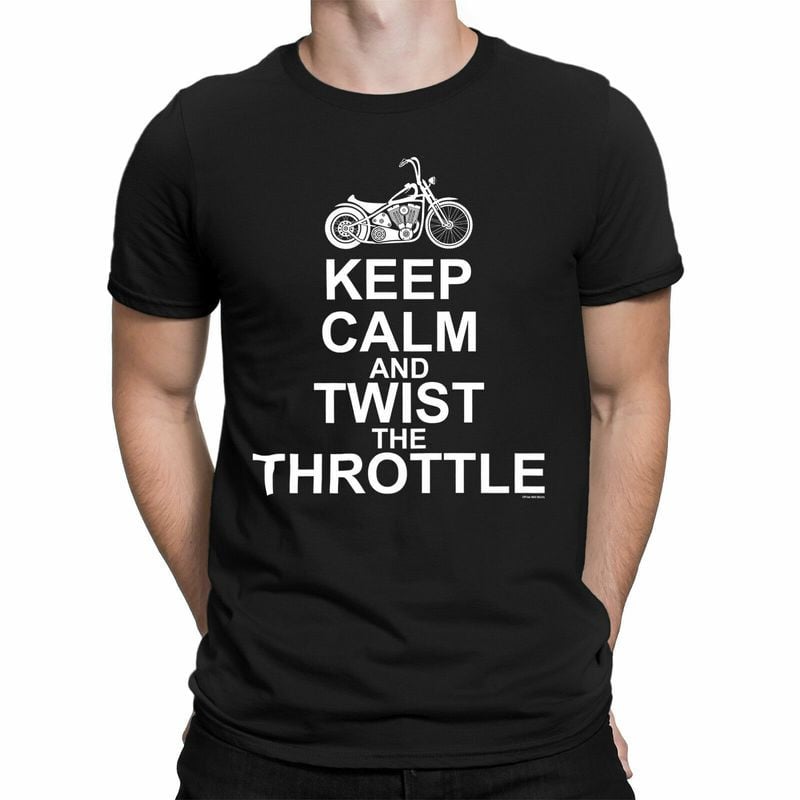 Bikergod Motorcycle Keep Calm And Twist The Throttle T-shirt, Crew-neck Sweatshirt, Hoodie, Tank Top, V-neck T-shirt Design 2D Full Printed Sizes S - 5XL - NABE247
