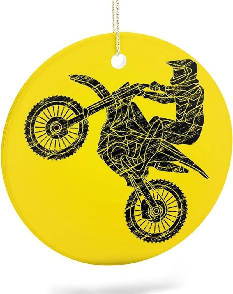 Bikergod Motorcycle Dirt Bike Motocross Ceramics Round Ornament NABW305