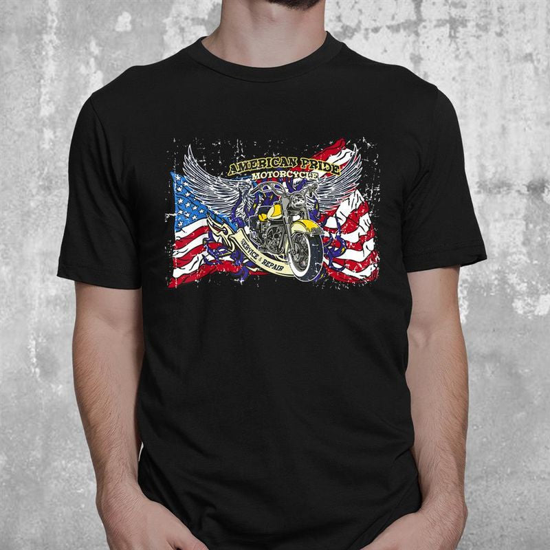 Bikergod Motorcycle American Pride Motorcycles T-shirt, Crew-neck Sweatshirt, Hoodie, Tank Top, V-neck T-shirt Design 2D Full Printed Sizes S - 5XL - NABR274