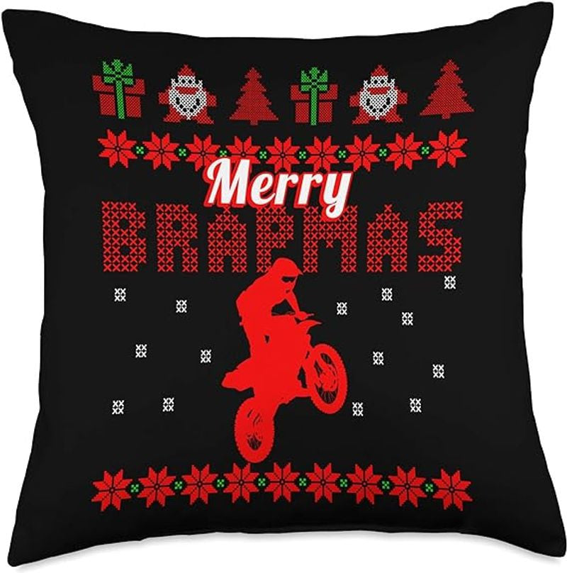 Bikergod Motorcycles Xmas Biker Motocross Merry Brapmas Pillow Case Design 3D Full Printed NABE273