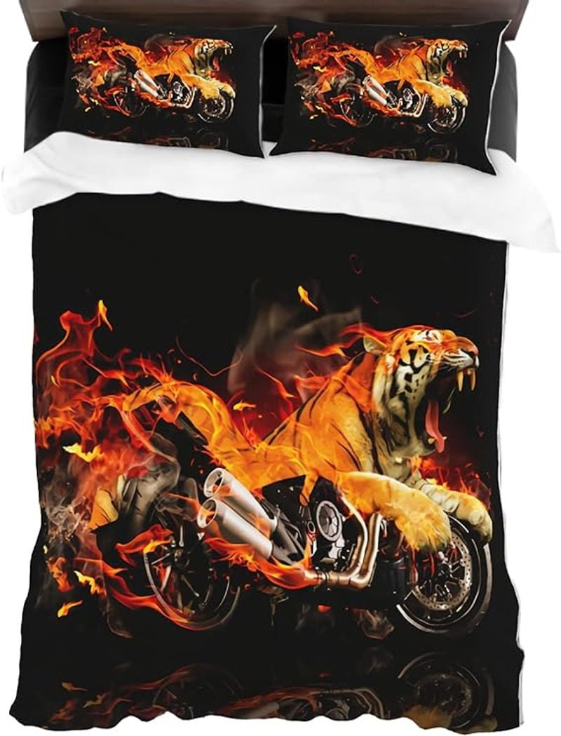 Bikergod Motorcycle Motorbike Tiger Bedding Set Cover Design 3D - NABL345