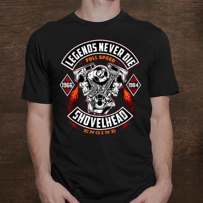 Bikergod Motorcycle Legends Never Die T-shirt, Crew-neck Sweatshirt, Hoodie, Tank Top, V-neck T-shirt Design 2D Full Printed Sizes S - 5XL - NABR297