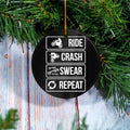 Bikergod Motorcycle Ride Crash Swear Repeat Ceramic Round Ornament NABW314