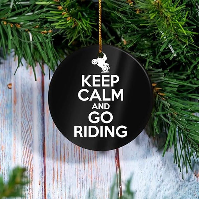 Bikergod Motorcycle Keep Calm And Go Riding Ceramics Round Ornament NABW312