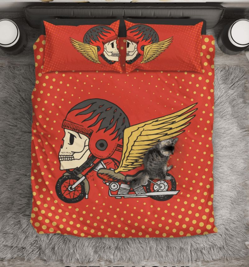 Bikergod Motorcycle skull Motorbike Bedding Set Cover Design 3D - NABL334