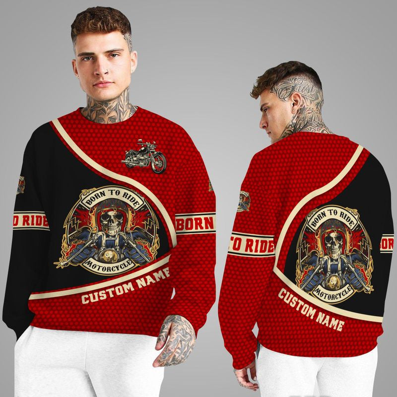 Bikergod Motorcycle Born To Ride Custom Name COTTON Sweatshirt Design 3D Full Printed Sizes S - 5XL - NABD329A