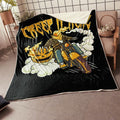 Bikergod Motorcycle Pumpkin Skeleton Ride Motorcycle Creep It Real Halloween Blanket NABD386