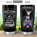 Bikergod Motorcycle Loyalty Is Returned Custom Name Steelers Stainless Steel 20 Oz Tumbler- NABL313