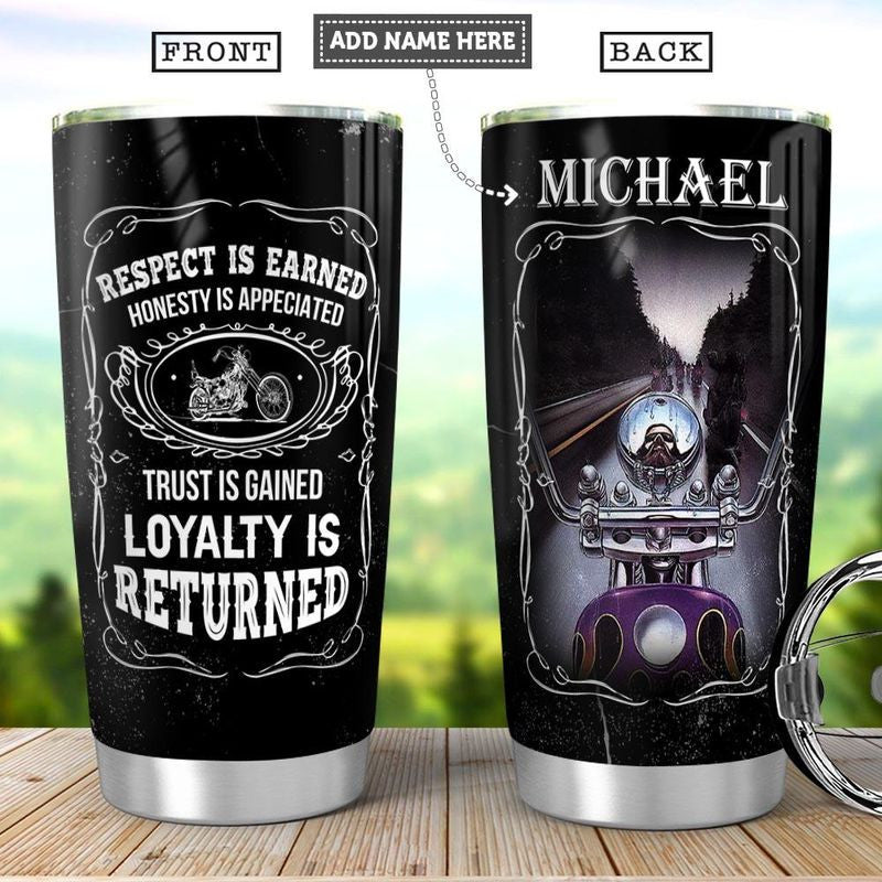 Bikergod Motorcycle Loyalty Is Returned Custom Name Steelers Stainless Steel 20 Oz Tumbler- NABL313