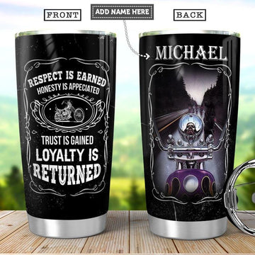 Bikergod Motorcycle Loyalty Is Returned Custom Name Steelers Stainless Steel 20 Oz Tumbler- NABL313