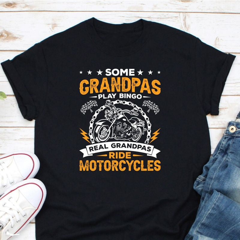 Bikergod Motorcycle Real Grandpas Ride Motorcycle T-shirt, Crew-neck Sweatshirt, Hoodie, Tank Top, V-neck T-shirt Design 2D Full Printed Sizes S - 5XL - NABK192