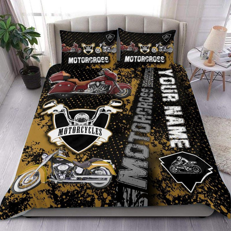 Bikergod Motorcycle Motocross Custom Name Bedding Set Cover Design 3D - NABJ179
