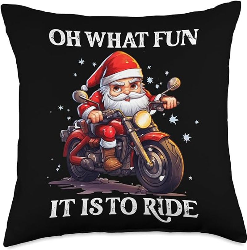 Bikergod Motorcycles Santa On Bike Oh What Fun It Is To Ride Pillow Case Design 3D Full Printed NABE263