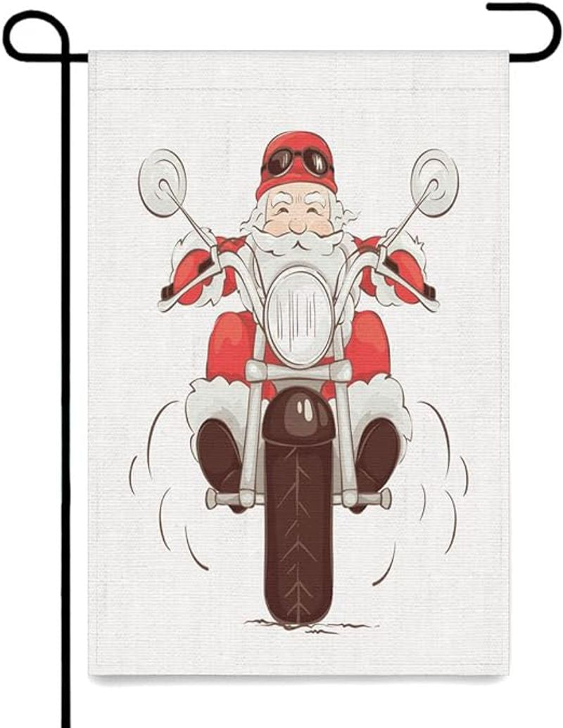 Bikergod Motorcycle Santa Claus Ride Motorcycle Christmas Garden Flag NABE235