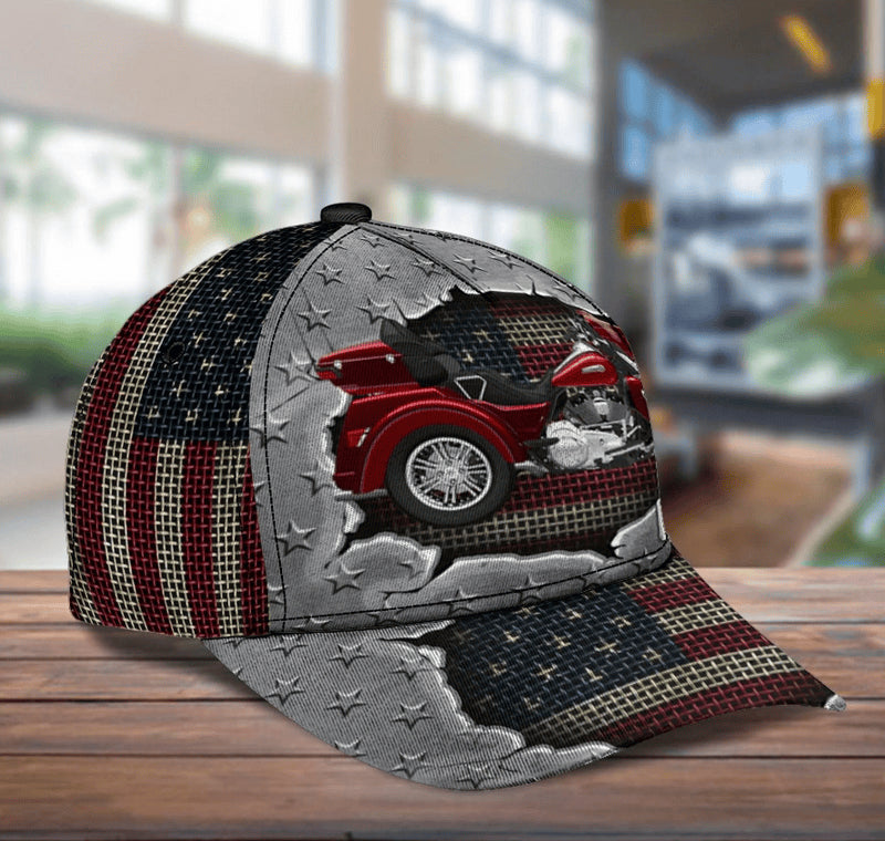 Bikergod Motorcycle American Flag Custom Name Classic Cap NABJ184
