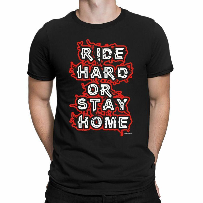 Bikergod Motorcycle Ride Hard Or Stay Home T-shirt, Crew-neck Sweatshirt, Hoodie, Tank Top, V-neck T-shirt Design 2D Full Printed Sizes S - 5XL - NABE254
