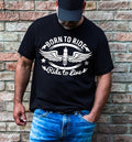 Bikergod Motorcycle Born to Ride, Ride to Live T-shirt, Crew-neck Sweatshirt, Hoodie, Tank Top, V-neck T-shirt Design 2D Full Printed Sizes S - 5XL - NABK179