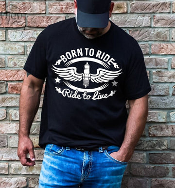 Bikergod Motorcycle Born to Ride, Ride to Live T-shirt, Crew-neck Sweatshirt, Hoodie, Tank Top, V-neck T-shirt Design 2D Full Printed Sizes S - 5XL - NABK179