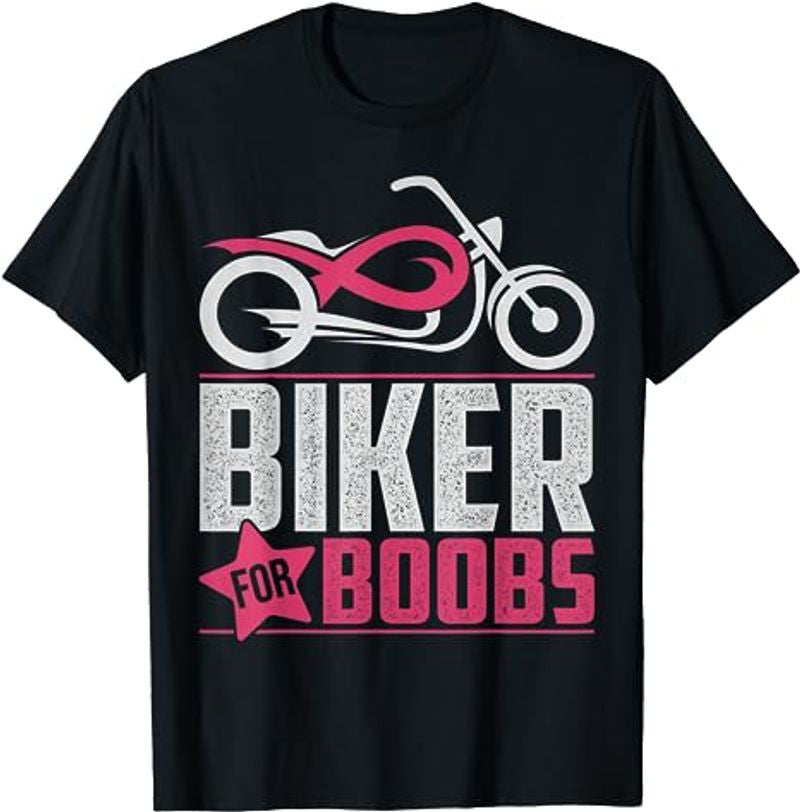 Bikergod Motorcycle Biker For Boobs Breast Cancer Awareness T-shirt, Crew-neck Sweatshirt, Hoodie, Tank Top, V-neck T-shirt Design 2D Full Printed Sizes S - 5XL - NABD270