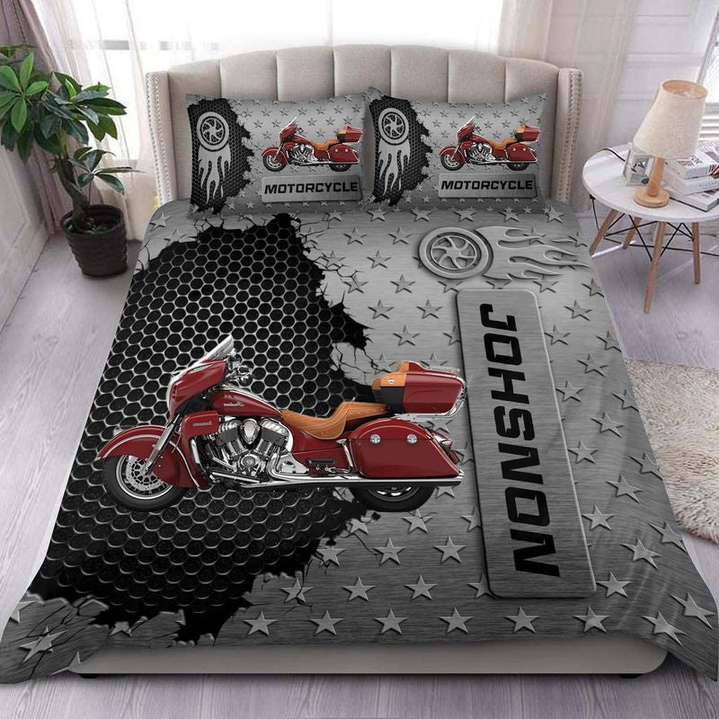 Bikergod Motorcycle Custom Name Bedding Set Cover Design 3D - NABJ158