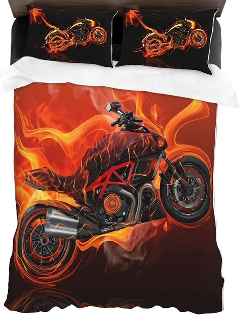Bikergod Motorcycle Motorbike Bedding Set Cover Design 3D - NABL347