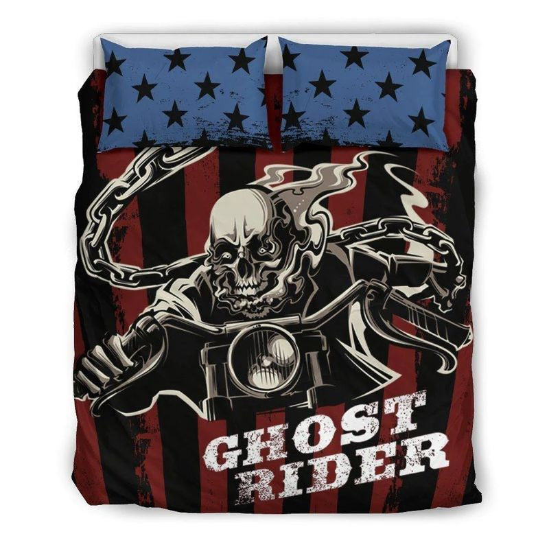 Bikergod Motorcycle GHOST RIDER Bedding Set Cover Design 3D - NABE216