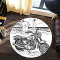 Bikergod Motorcycle Motorbike Biker Vintage Retro Round Rug NALA176