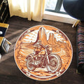 Bikergod Motorcycle Motorbike Biker Vintage Retro Round Rug NALA178