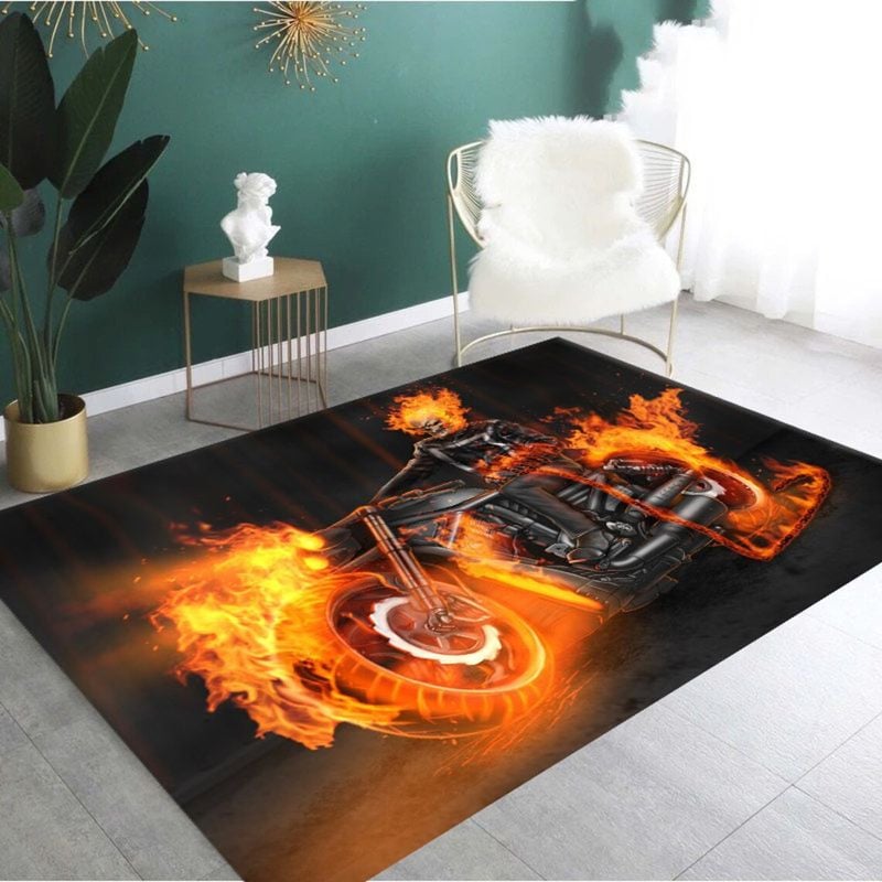 Bikergod Motorcycle Ghost Dark Motorbiker Rug Home Floor Decor NALA61