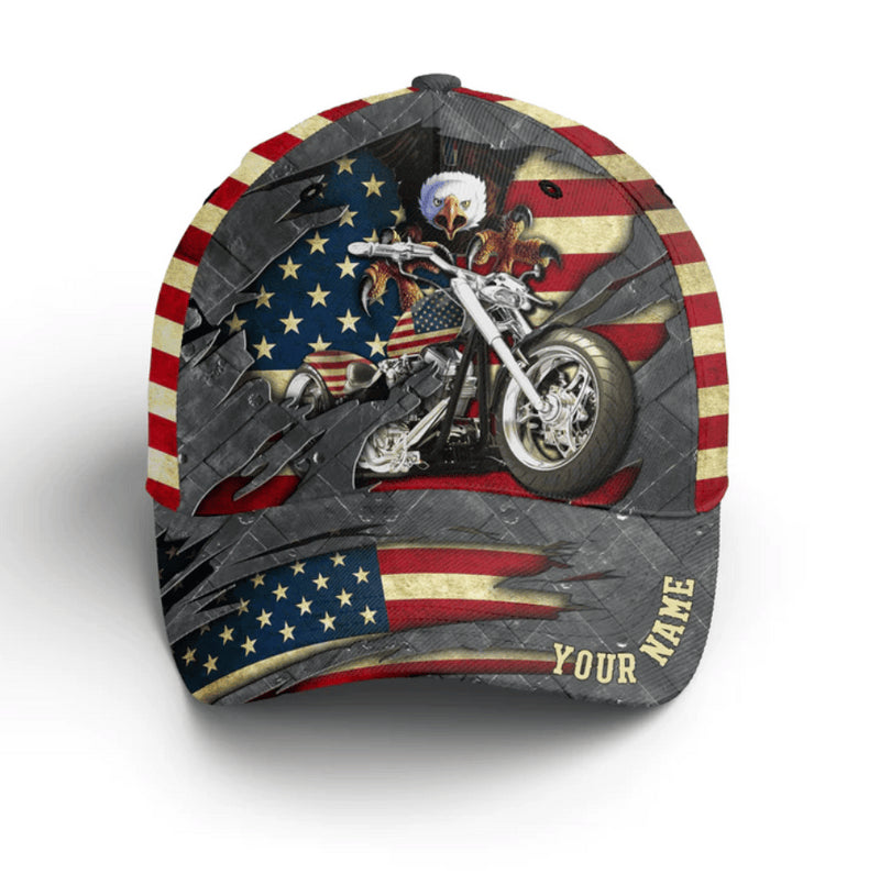 Bikergod Motorcycle Eagle Custom Name Classic Cap NMI242