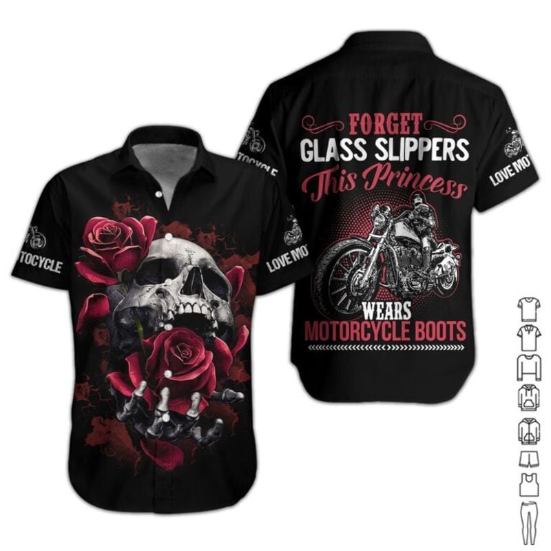 Bikergod Motorcycle This Princess Wears Motorcycle Boots Button Shirt Design 3D Full Printed Sizes S - 5XL NALA172D
