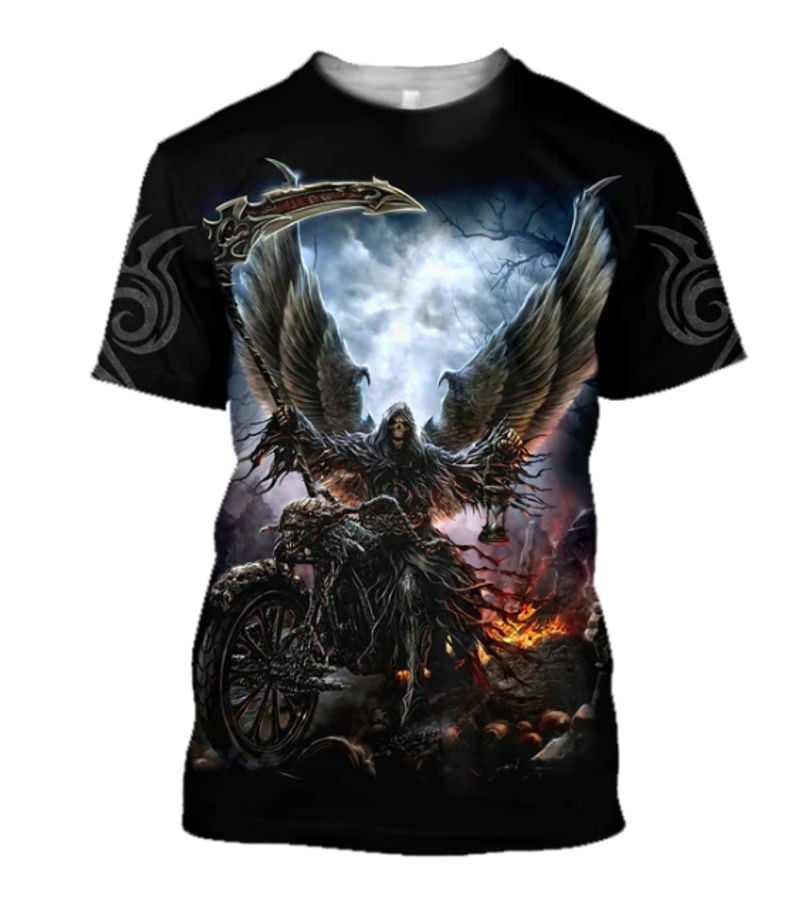 Bikergod Motorcycle Skull Rider  T-shirt Design 3D Full Printed Sizes S - 5XL - NAQA398D