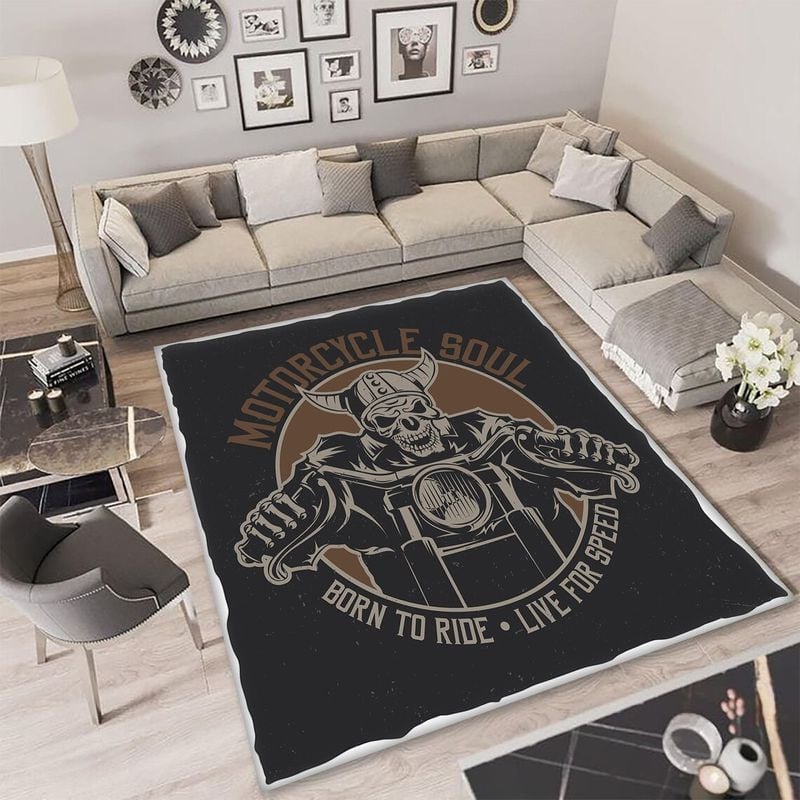 Bikergod Motorcycle Skull Biker Motorcycles Soul Born to Ride Live For Speed Rug Home Floor Decor NALA63