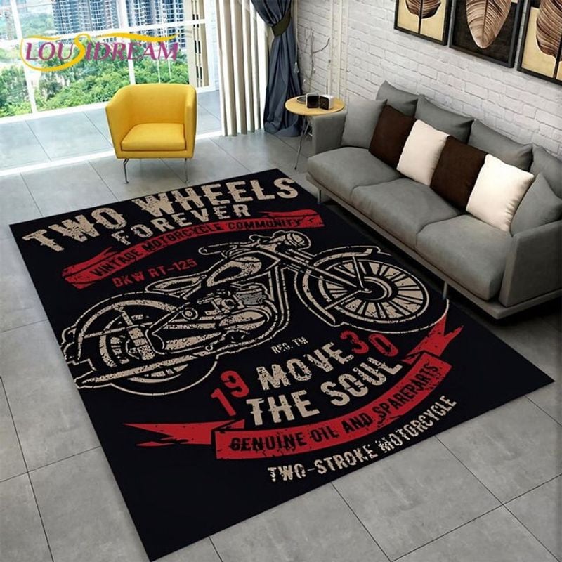 Bikergod Motorcycle Motorbike Two Wheels Forever Rug Home Floor Decor NALA147
