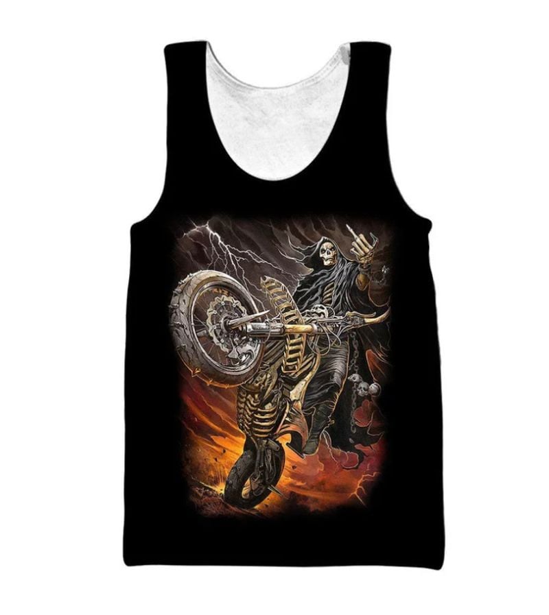 Bikergod Motorcycle Skull Biker Tank Top Design 3D Full Printed Sizes S - 5XL - NALA368S
