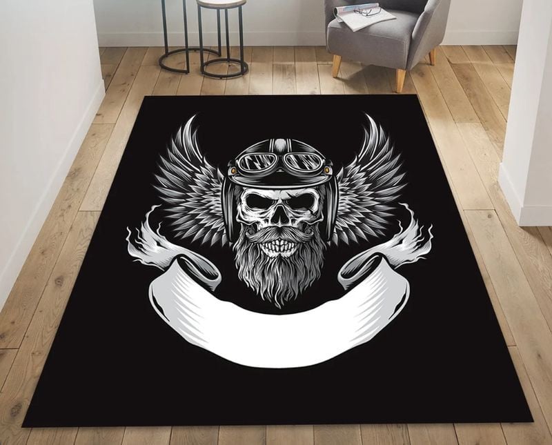 Bikergod Motorcycle Skull Rider Rug Home Floor Decor NALA57
