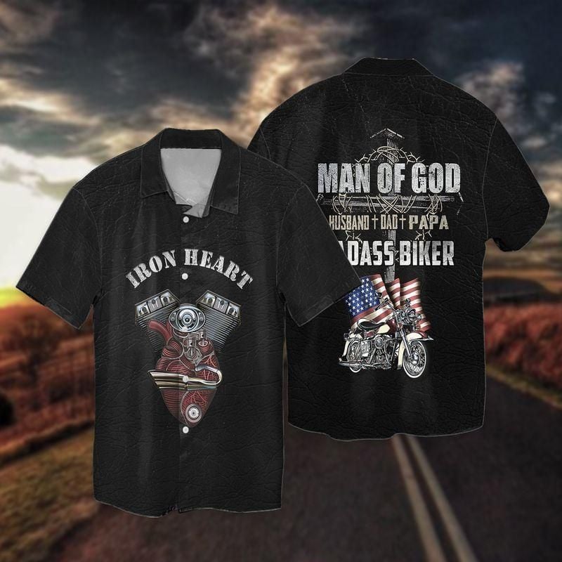 Bikergod Motorcycle Man Of God Husband Dad Papa Badass Biker COTTON Hawaii Shirt Design 3D Full Printed Sizes S - 5XL NALA311