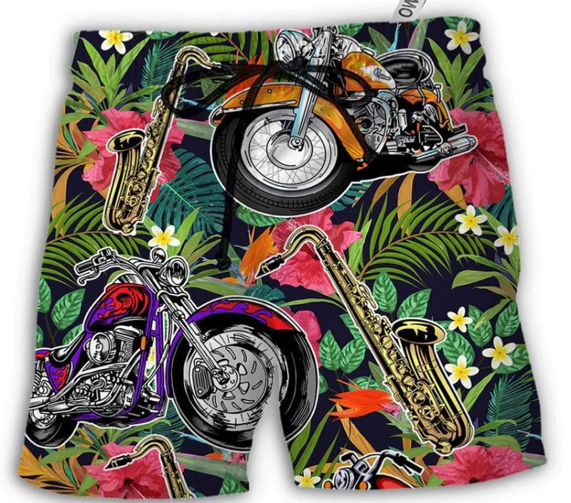 Bikergod Motorcycle And Saxophone Beach Shorts Sizes S - 5XL NALA170