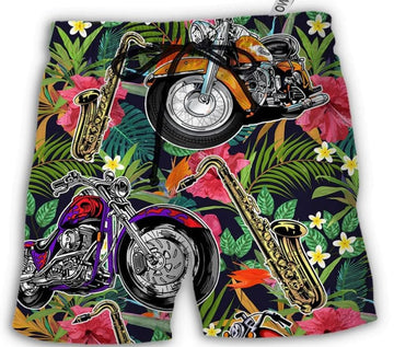 Bikergod Motorcycle And Saxophone Beach Shorts Sizes S - 5XL NALA170