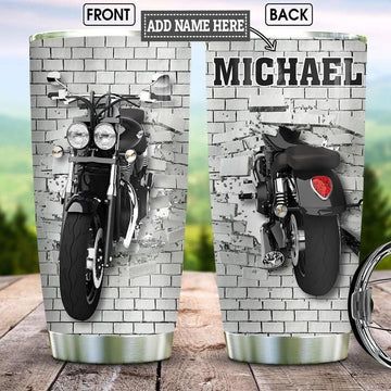 Bikergod Motorcycle Biker Break Through Custom Name Steelers Stainless Steel 20 Oz Tumbler- NALA314