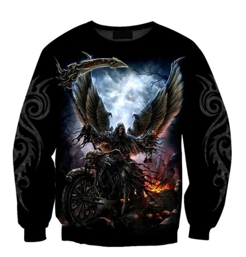 Bikergod Motorcycle Skull Biker COTTON Sweatshirt Design 3D Full Printed Sizes S - 5XL - NAQA398S
