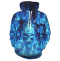 Bikergod Motorcycle Blue Fire Skull Rider  Hoodie Design 3D Full Printed Sizes S - 5XL - NAQA224