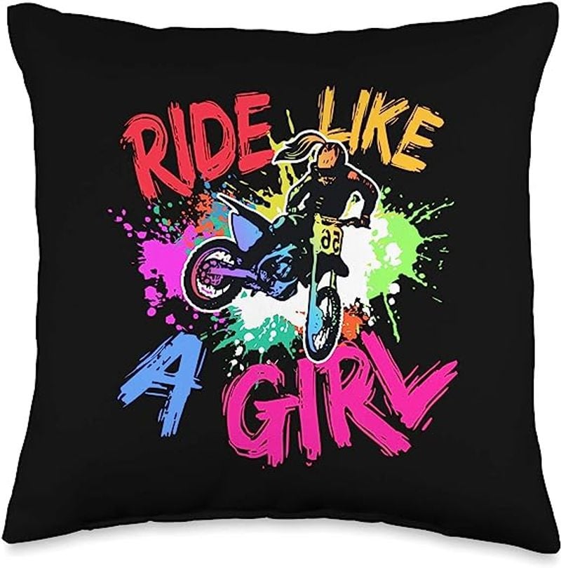 Bikergod Motorcycles Motocross Biker Girl Ride Like A Girl Pillow Case Design 3D Full Printed NAOA328