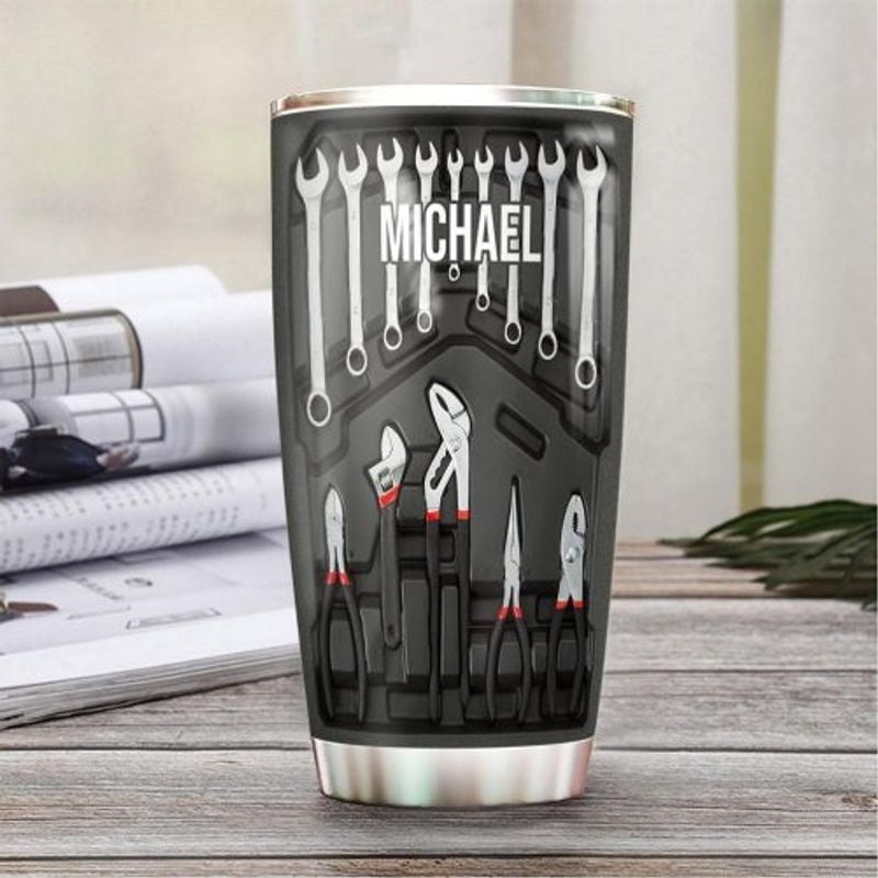 Bikergod Motorcycle Mechanic Tool Set Custom Name Steelers Stainless Steel 20 Oz Tumbler- NAQA282