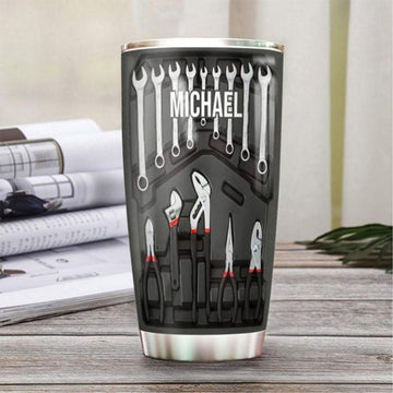Bikergod Motorcycle Mechanic Tool Set Custom Name Steelers Stainless Steel 20 Oz Tumbler- NAQA282